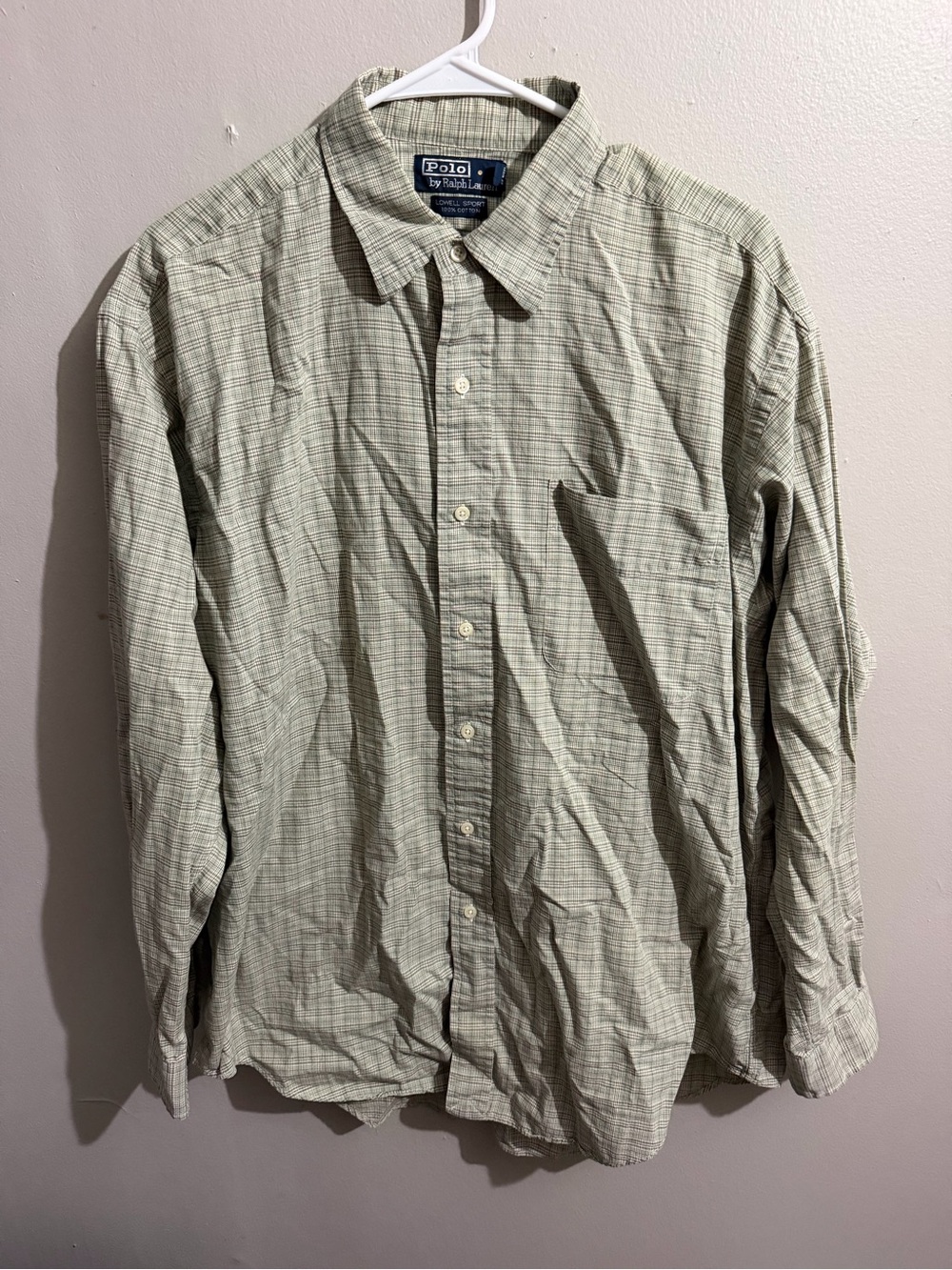 Vintage Polo Ralph Lauren Lowell Sport Plaid Button Down Shirt Mens Large Green